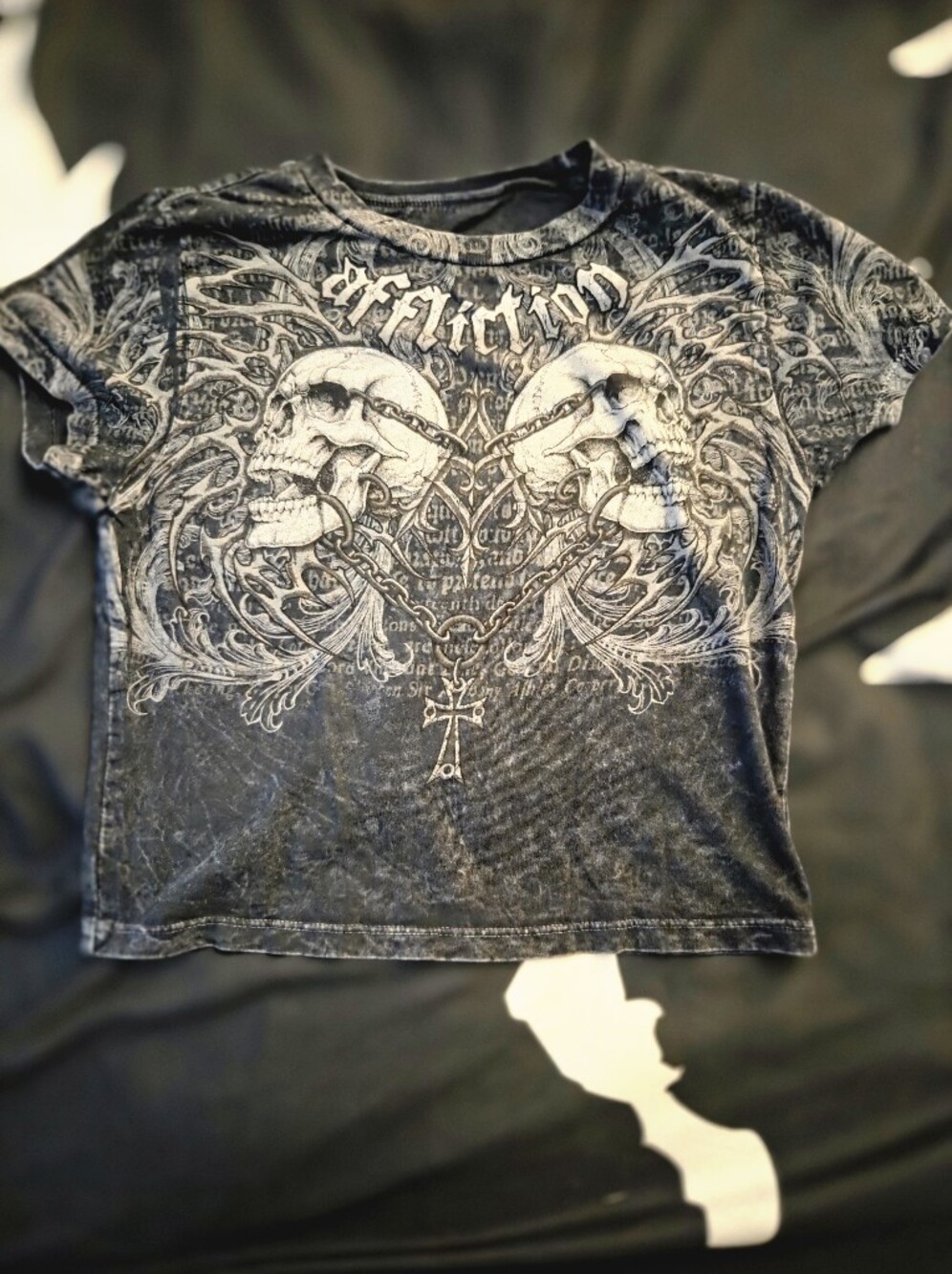 Affliction Black & White Skull Graphic Tee
